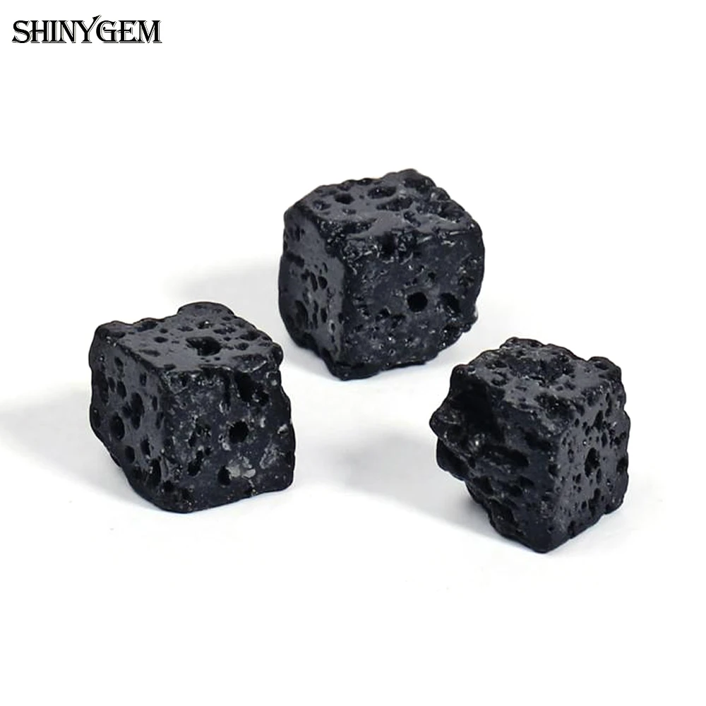 Бусины из натурального камня ShinyGem квадратные черные бусины вулканическая лава 8