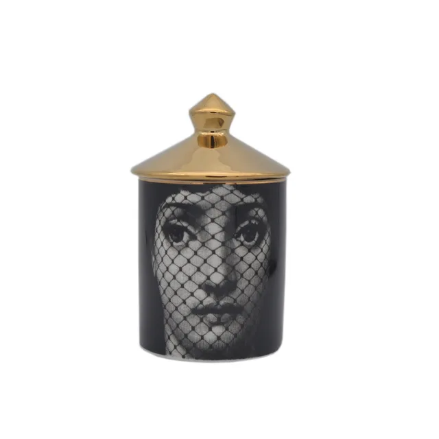 Menschliches Gesicht Kerzenhalter Diy Handgemachte Kerzen Jar Ретро Lina Gesicht Lagerung Bin Keramik Caft Hause Dekoration Jewe - Цвет: gold cover e
