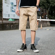 Мужские шорты Карго повседневные Модные Брендовые однотонные хлопковые облегающие шорты Уличная мужские бермуды до колен брюки
