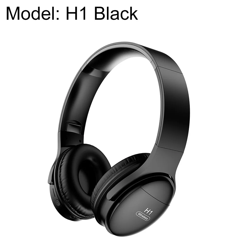 Simvict регулируемые беспроводные наушники Bluetooth гарнитуры над ухом головы телефоны набор мягкий наушник поддержка проводного подключения - Цвет: H1 Black