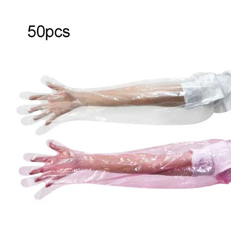 Guantes de plástico desechables para brazos largos, para ovejas, ganado, examen veterinario, E15B, 50 Uds.