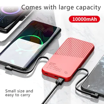 

FLOVEME Mirror Power Bank 10000mAh External Battery For Xiaomi Powerbank 2 USB 3 Type Free Charging Cable Portable PoverBank
