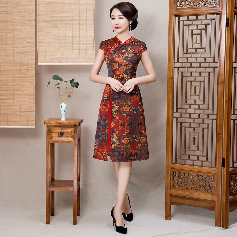 Поступление aodai вьетнамское платье Ципао для женщин традиционная одежда ao dai платья длиной до колен восточное платье для женщин - Цвет: color4