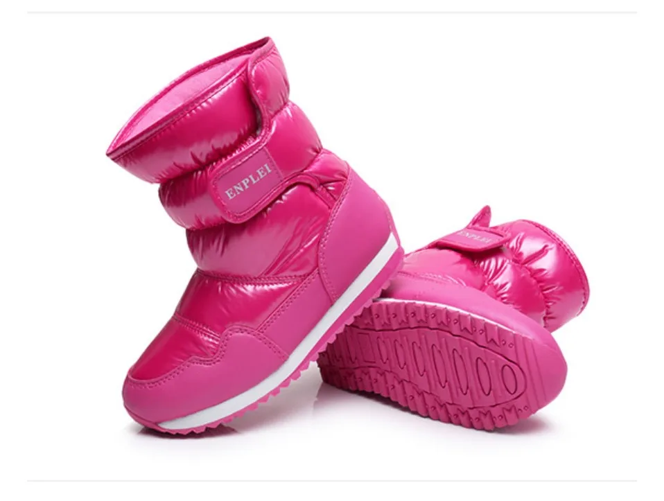 Детские зимние ботинки для девочек и мальчиков; модная зимняя обувь на плоской подошве; Милые осенние ботинки принцессы; нескользящие и водонепроницаемые ботинки