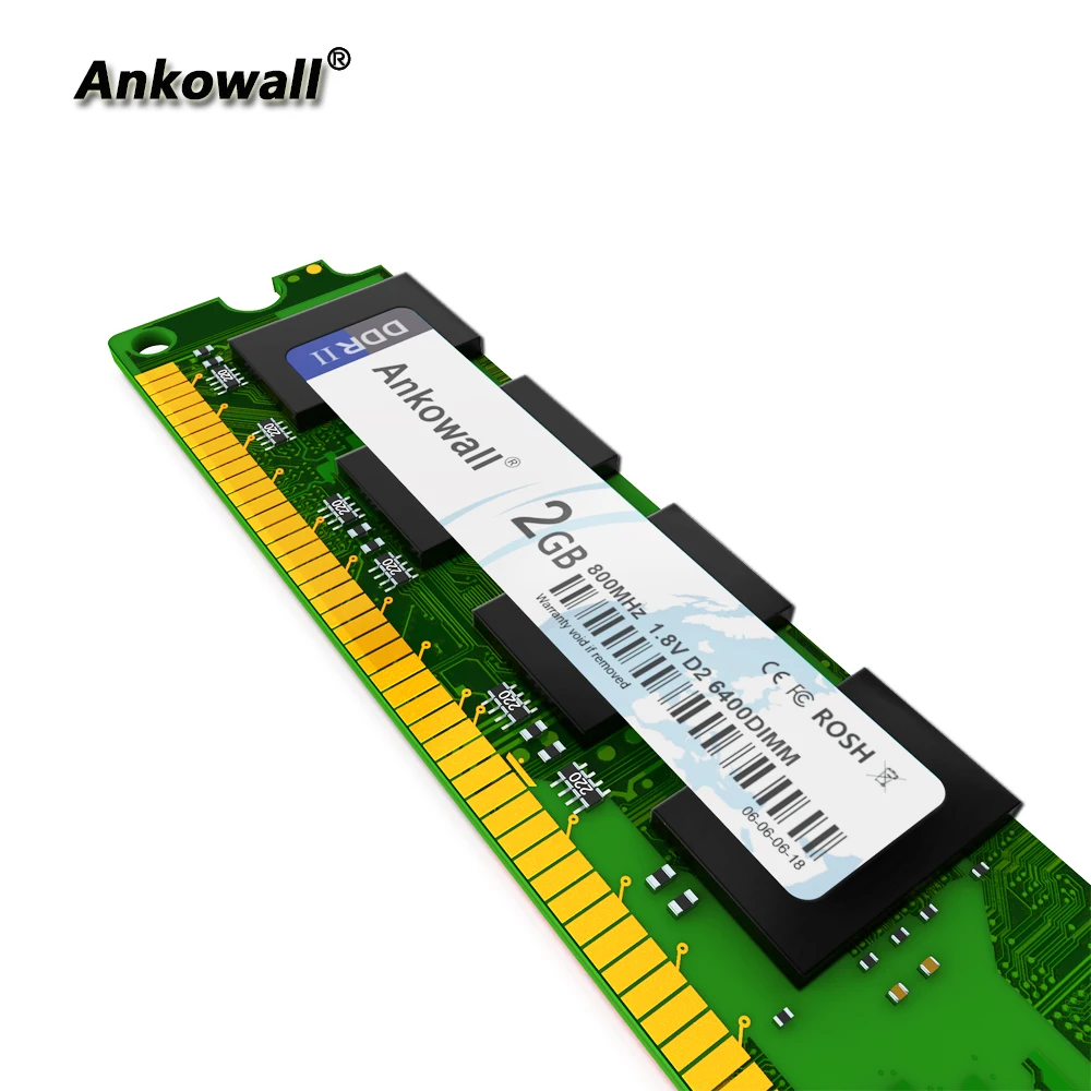 Ankowall DDR2(2шт X2GB) Ram 2GB 800MHz PC2-6400U 1,8 V CL6 240Pin non-ecc(без коррекции ошибок) Настольная Память Dimm