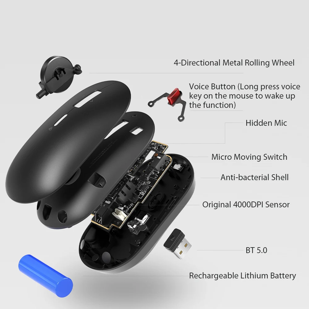 Беспроводная мышь Xiaomi Xiaoai BT/2 4 ГГц USB Type C перезаряжаемые проводные мыши двойной