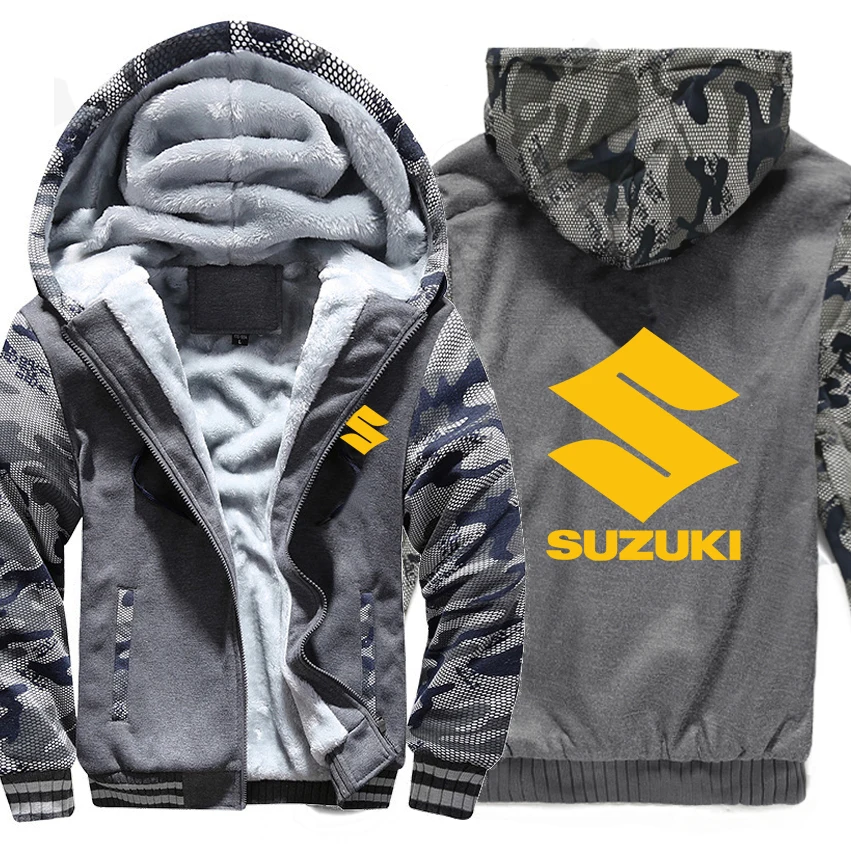 Мотоцикл Suzuki толстовки Зимний камуфляжный чехол куртка для мужчин шерстяной лайнер флис Suzuki мужские толстовки - Цвет: As picture
