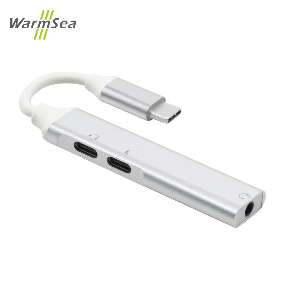 Usb type C 3,5 разъем для наушников USB C до 3,5 мм AUX Наушники Адаптер PD QC зарядное устройство для huawei mate 20 P30 pro Xiaomi mi x 2 - Цвет: Серебристый