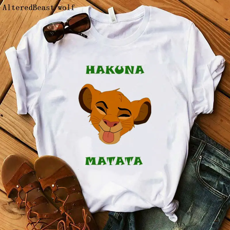 Hakuna Matata t shirt women printed cartoon harajuku the lion king vogue T-shirt Summer casual short sleeve fashion tops tee