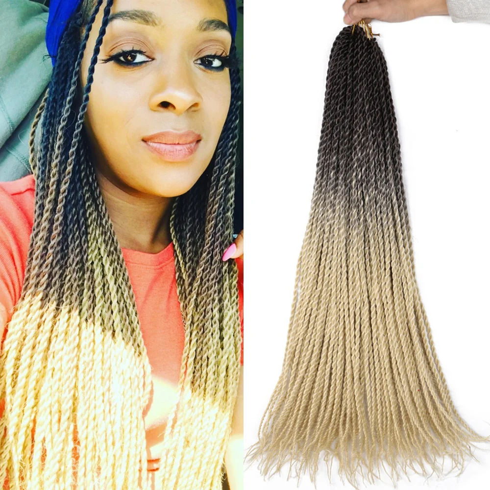 

Full star 22inch Ombre Senegalese Twist Braiding Hair Crochet Braids Synthetic Crochet Hair Extensions Black Brown Blue Women