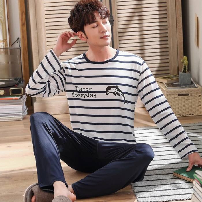 Одежда для сна Повседневная Ночная рубашка одежда мужской Пижамный костюм