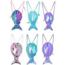 1 шт., рюкзак в виде хвоста русалки с блестками на шнурке для женщин и девочек, милая сумка в виде хвоста русалки на шнурке, переносная сумка для путешествий, Прямая поставка, новинка