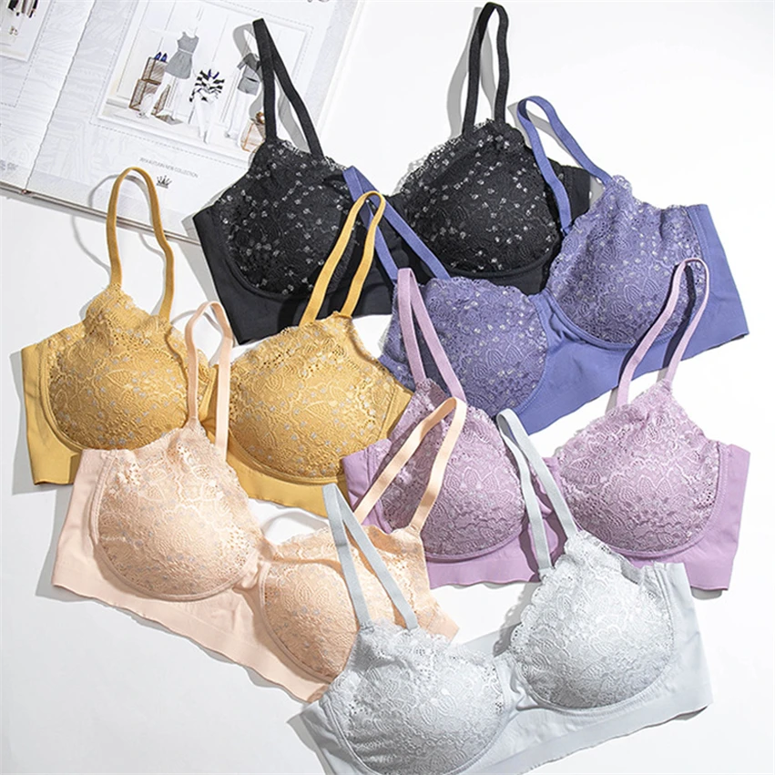 Women Sexy Bra Lace Tupe Top Seamless Brassiere No Rims Underwear Latex
