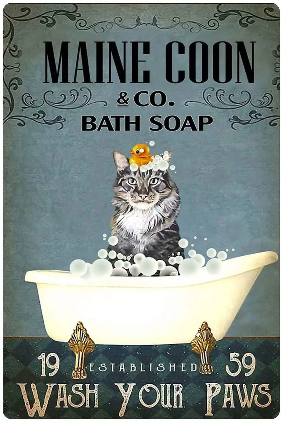 Metal Tin Sign, Bathroom And Cats Metal Tin Sign, Metal Tin Sign Wall Decoration Bathroom, Toilet 8x12 Inches. rustic style boob chart metal sign 8x12 inches tin sign