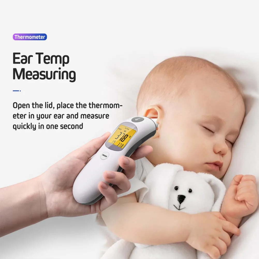 

2 In 1 Baby Kids Digital Infrared Thermometer LCD Forehead Ear Non-Contact Thermometer Children Adult Temperature Measuring Tool