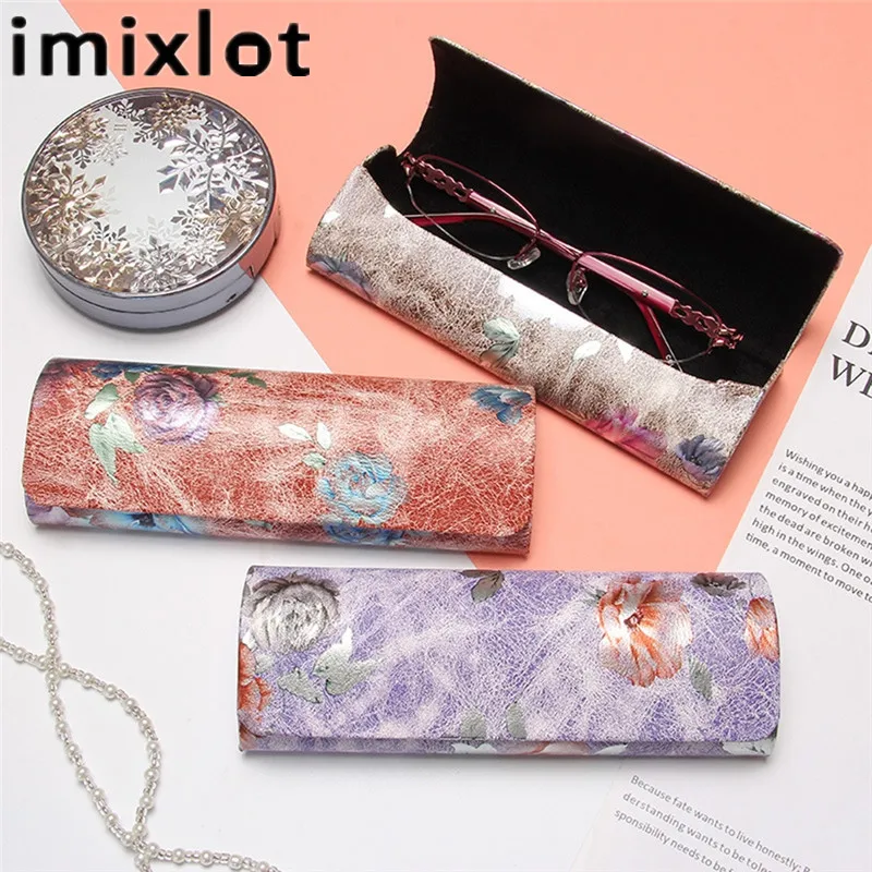 Imixlot элегантные темпераментные цветочные солнцезащитные очки с принтом чехол для женщин девочек креативный свежий портативный футляр для очков