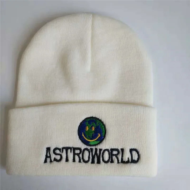 Новинка Трэвиса Скотта шапочка ASTROWORLD вязаная шапка вышивка Astroworld Лыжная теплая зимняя унисекс Трэвиса Скотта Лыжные черепа клипса