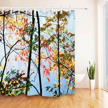 

Waterproof Autumn Tree Leaves Shower Curtain Bathroom