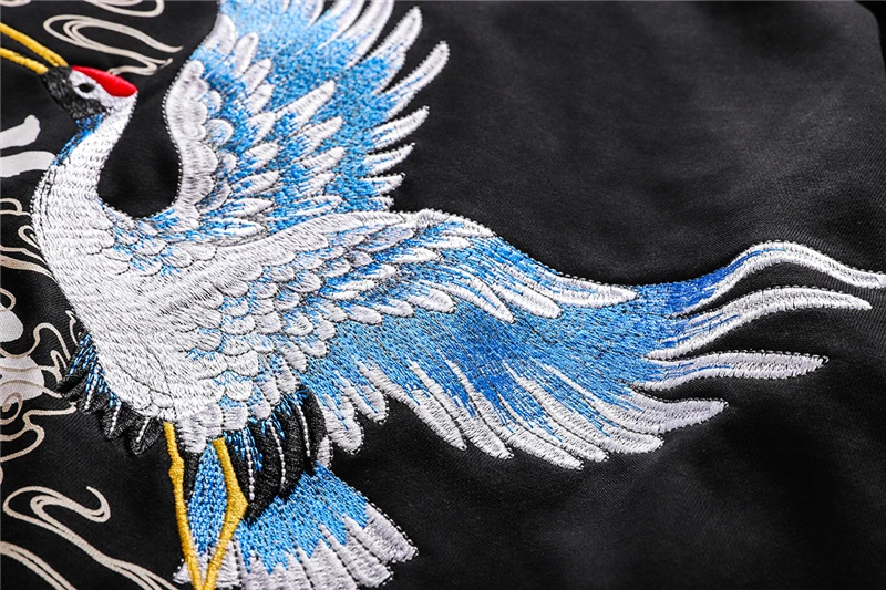 Bebovisi японский кран балахоны с вышивкой китайские Персонажи печати толстовки пуловер с капюшоном Harajuku уличная Толстовка