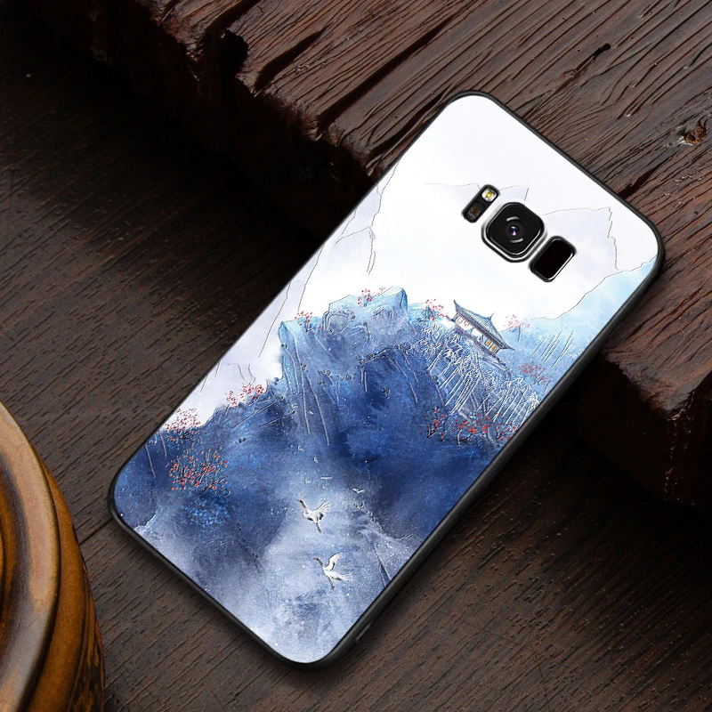 5 Чехол для samsung galaxy S8 S8 Plus s8plus с тиснением в винтажном Восточно-Азиатском китайском и японском стиле, чехол для Снежной Горы - Цвет: 5