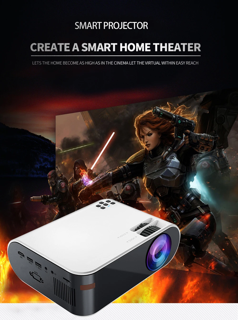 mini projector VCHIP W18 Projector mini Proyector 4K For Home Theater HD 1080P WiFi TV Portable Media Player Smart Phone Beamer proyector navid vankyo projector