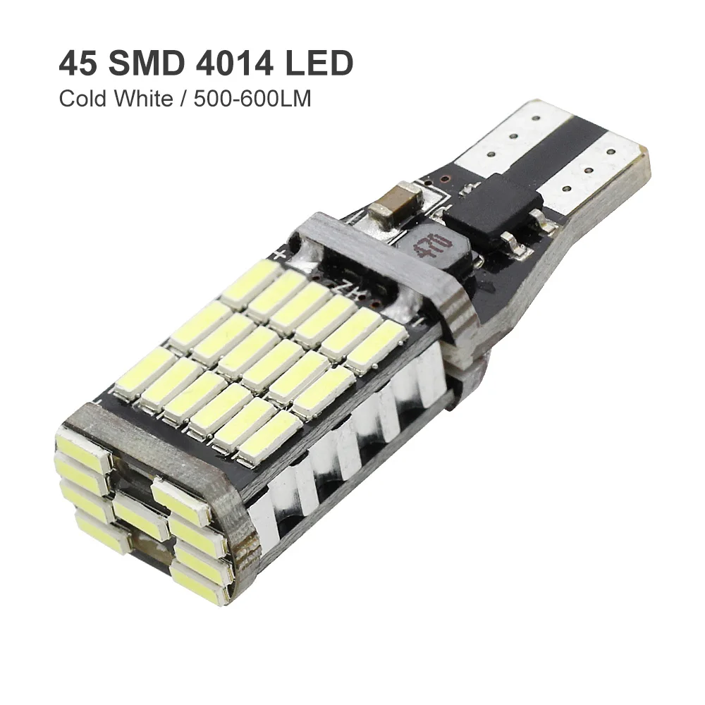 1х T15 W16W 921 супер яркий 1200lm 3030 SMD Светодиодная лампа с can-шиной без ошибок автомобильный резервный задний фонарь задний тормозной фонарь 12 В ксеноновый белый - Испускаемый цвет: 4014 SMD 45 LEDs