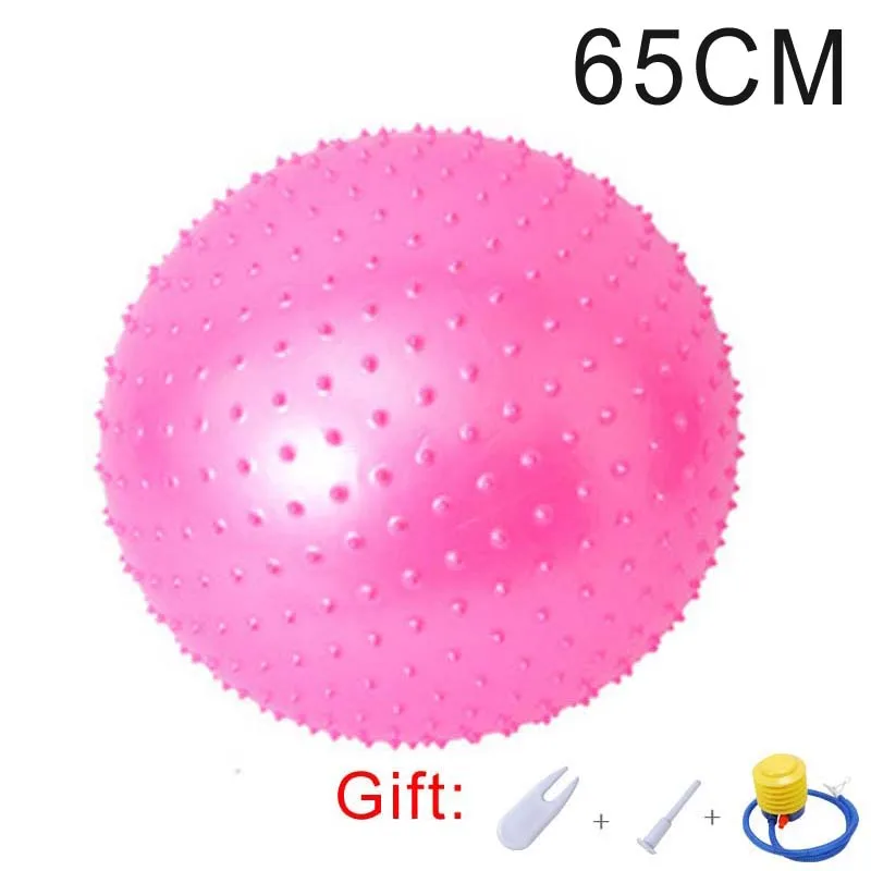 65cm Pink Массажный мяч для йоги взрывозащищенный домашний Открытый Тренажерный зал Фитнес тренировочные мячи для пилатий тренажерный зал фитбол для баланса с бесплатным подарком - Цвет: 65cm Pink
