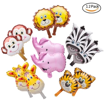 

Mini Animals Balloons Jungle Safari Animals Theme Birthday Party Decorations For Kids Children Hand caught balloon 12PCS In set