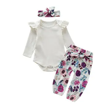 

Newborn Infant Baby Girls Flying sleeve Romper Leggings Outfits Set Clothes