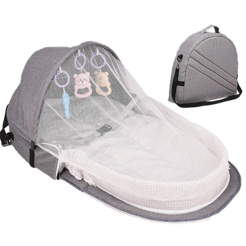 Портативная переносная детская кроватка для путешествий, детская кроватка для новорожденных, многофункциональная складная кровать, детское складное кресло с игрушками, москитная сетка - Цвет: A3