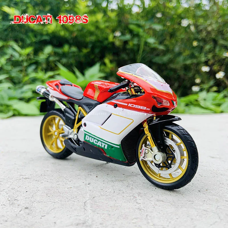 Moto Modèle 1:18 Ducati 1098 s rouge/blanc/vert de MAISTO 
