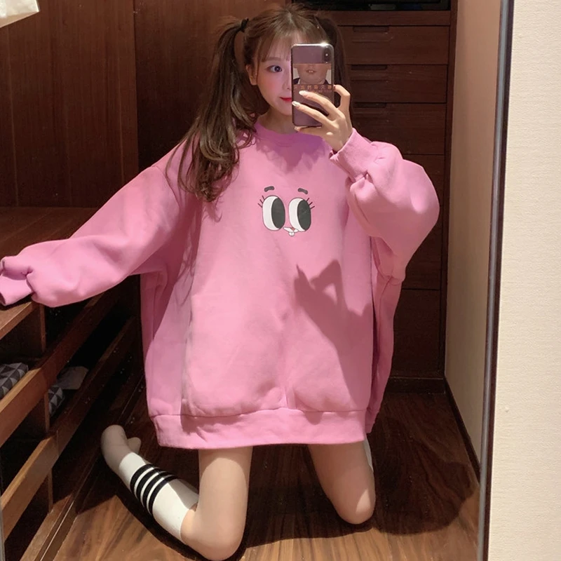cartoon Sweatshirts ladies long sleeve hoodies and pullover o-neck plus size fall autumn nwinter Women's Clothing hot hipster