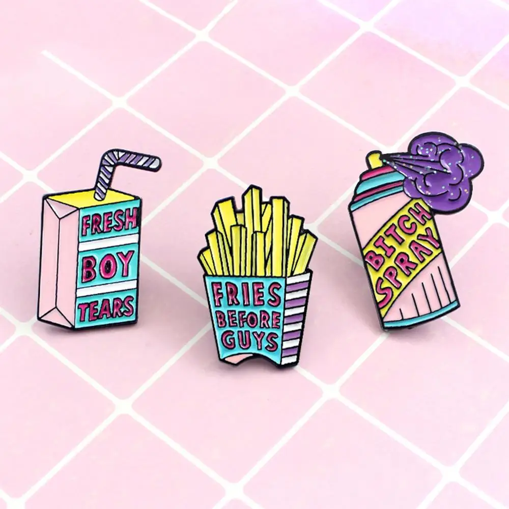 Креативная брошь с изображением милой фри молочная лейка комбинированная