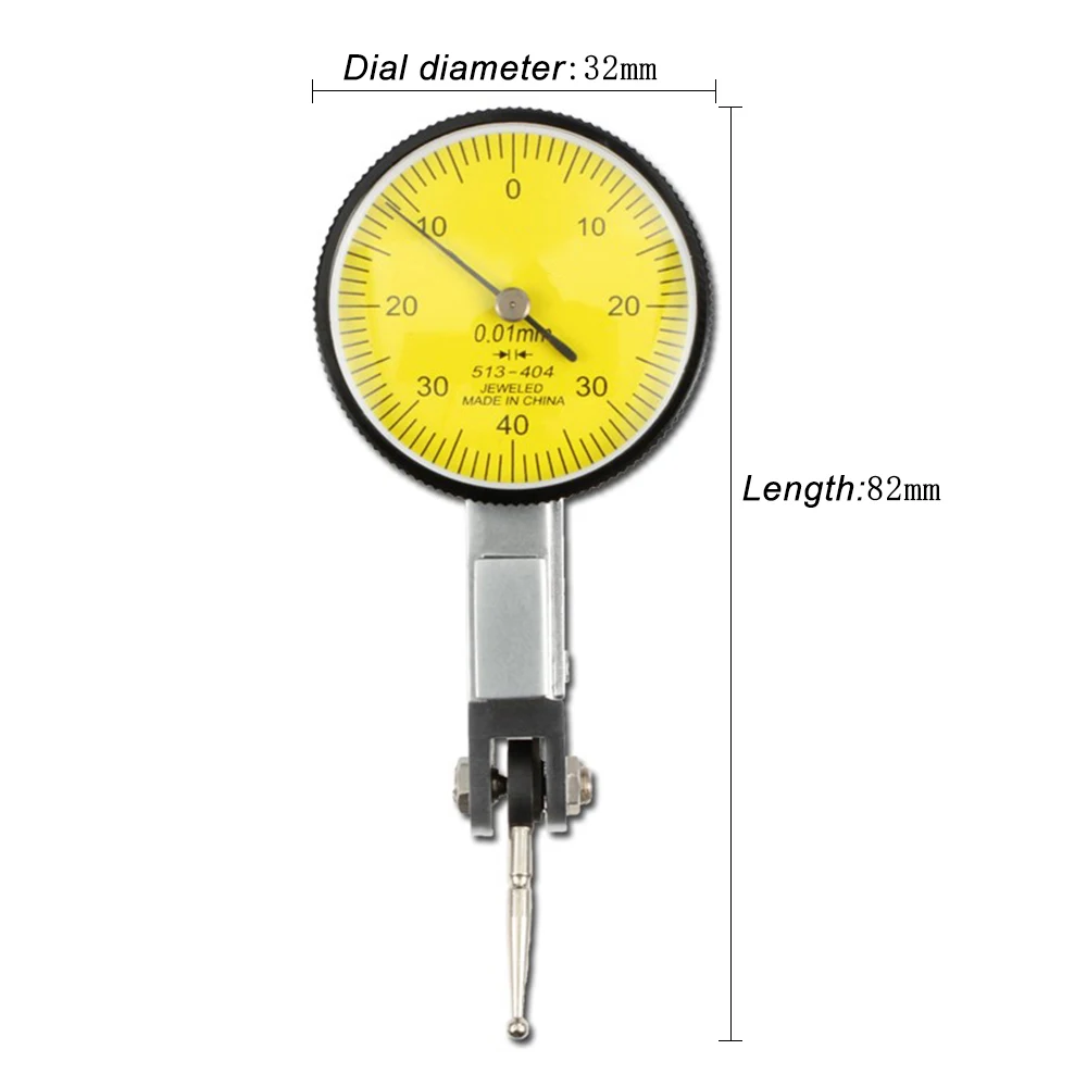 Dial Indicator Gauge 0-0.8mm 0.01mm Level Gauge Scale Precision Metric Dovetail Rails Dial Test Indicator