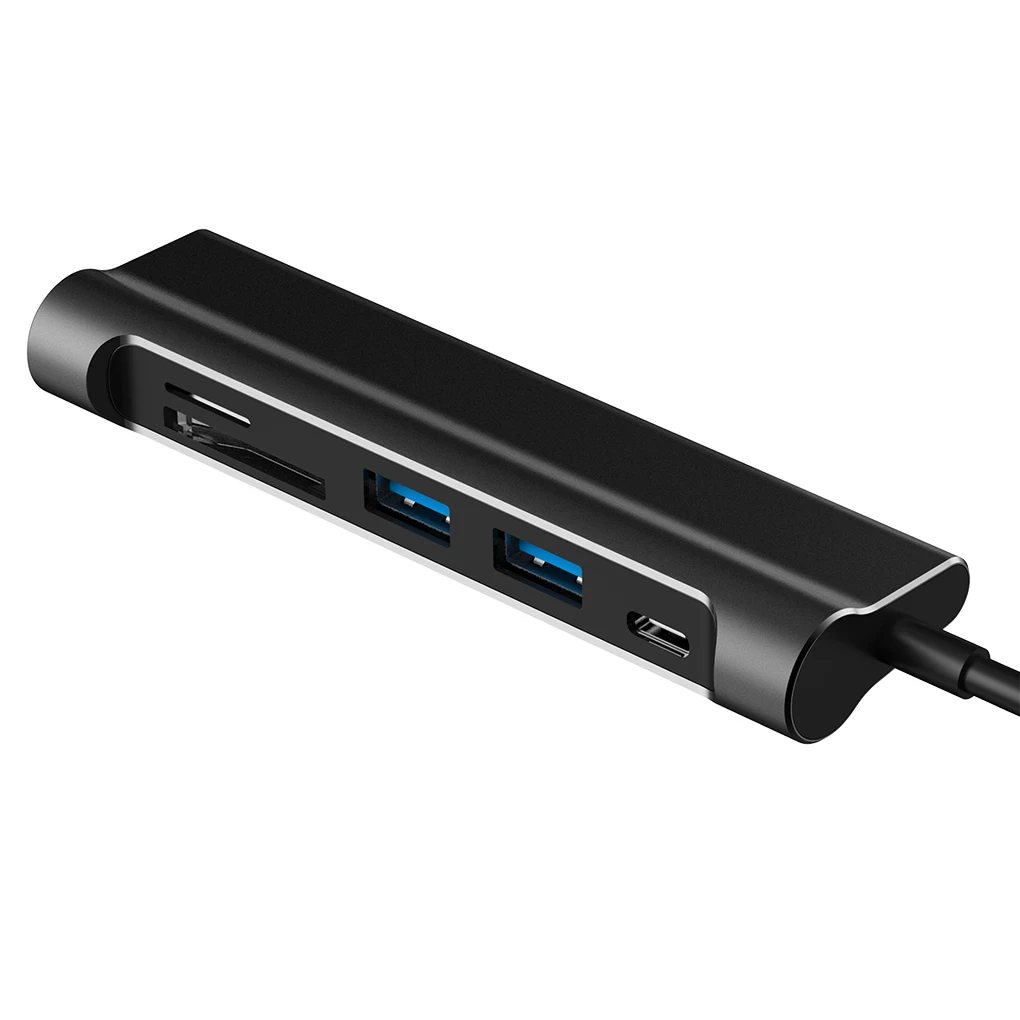6 в 1 Тип-c Hub портативных Тип с разъемами типа c и USB 4K Разрешение HD Порты и разъёмы адаптер разветвитель TF/SD карта памяти считыватель