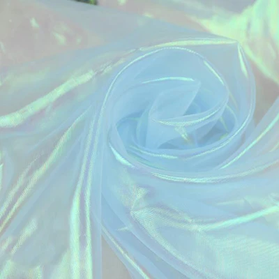 Light Blue 100*150 см дизайнерская цветная блестящая флуоресцентная ткань марля ткань для сцены вуаль Свадебный декор прозрачная голографическая ткань - Цвет: Light Blue