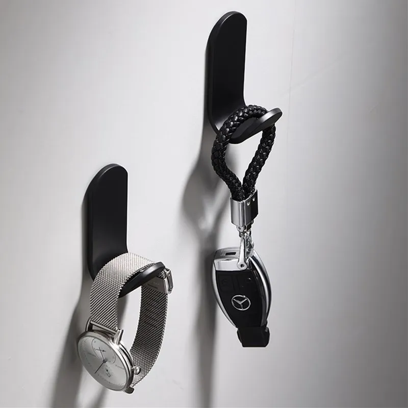 Decorative Single Hooks Black Aluminum Bathroom/Kitchen White