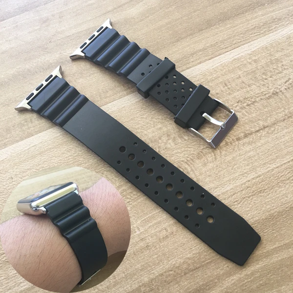 Новый ремешок с узором для Apple Watch Series 4 3 2 1 резиновый iWatch band 40 мм 44 38 42 мягкий