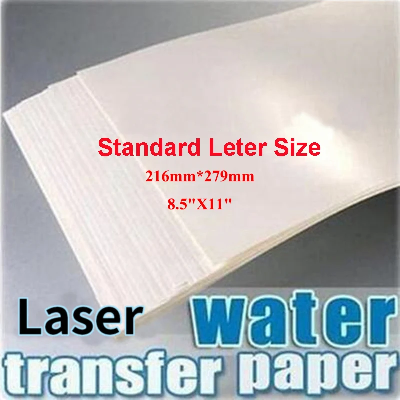 

Letter Size 8.5x11inch Water Slide Decal Transfer Paper Laser Transparent DIY No Varnish Printable Waterslide Decals for Cup Mug