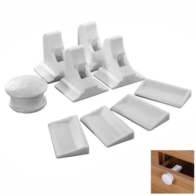 

Magnetic Safety Invisible Cupboard Lock Baby Child Pet Drawer 4 Locks + 1 Key