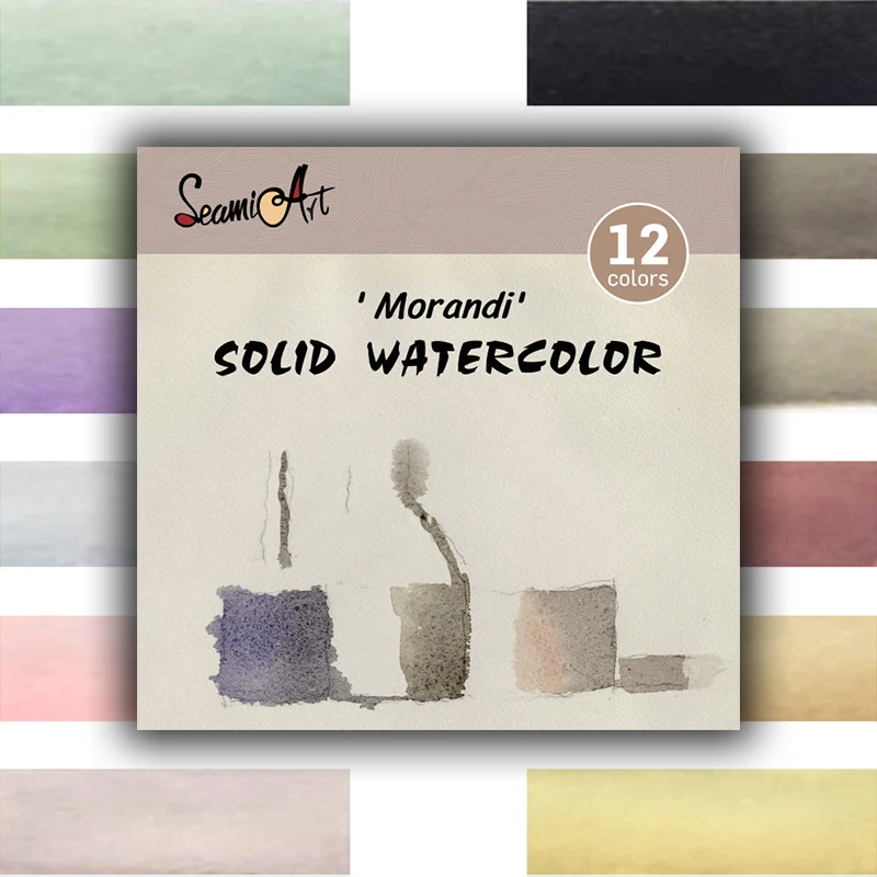 12Color Tin Box Solid Watercolor Morandi Color Water Color Paint for Cartoon & Portraits Painting Drawing Art Supplies