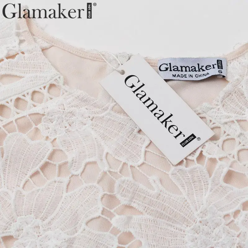 Glamaker, трикотажный цельный костюм, кружевное мини-платье с коротким рукавом, женское сексуальное платье, женское осеннее зимнее элегантное платье для вечеринки