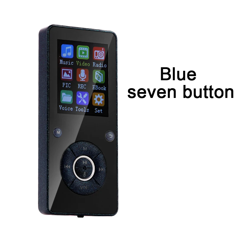 Blue seven button Портативный MP3 плеер Walkman bluetooth аудио 32 Гб колонки музыкальный плеер Медиа электронная книга радио рекордер HIFI Спортивная музыка - Цвет: Blue seven button