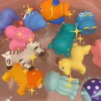 Baby Bath Toys Lovely Mixed Animals Swimming Water Toys Colorful Soft Rubber Float Squeeze Sound Bathing Toy for Baby Gifts 2