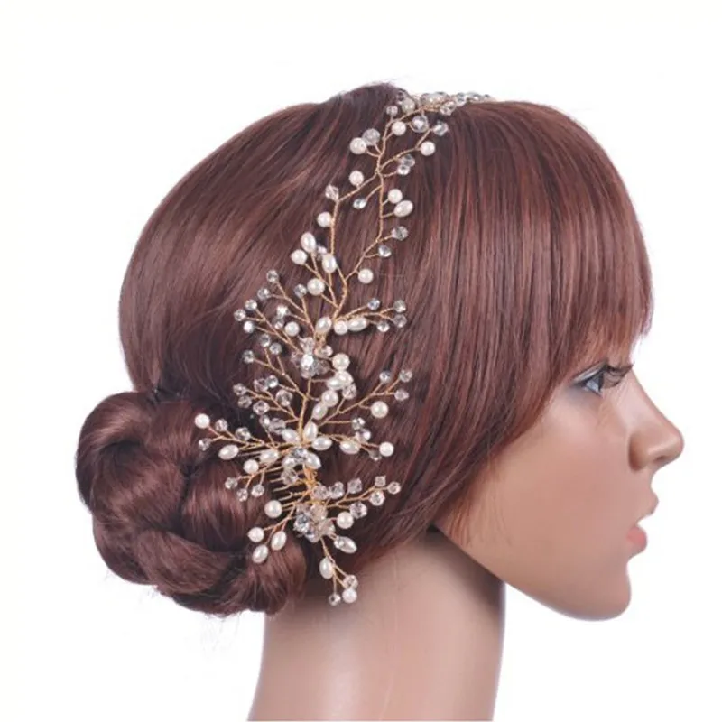 Очаровательные серебряные/Золотые стразы расческа для волос с жемчугом женщин