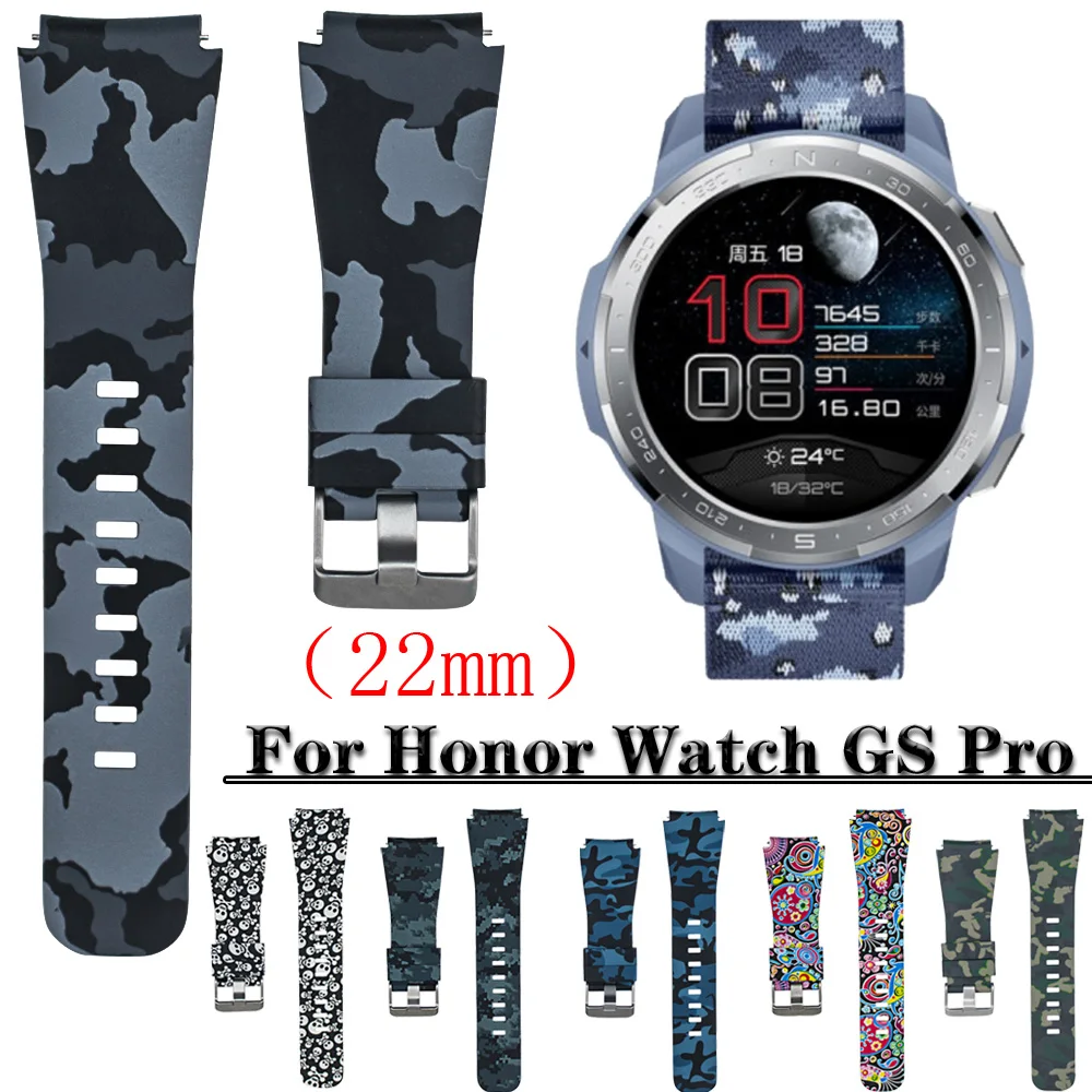 

For Honor Watch GS Pro Strap Magic Watch 2 46mm Camouflage Pattern Silicone Watchband Wristband Sport Bracelet 22mm Watch band