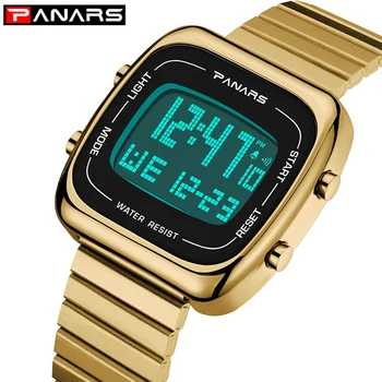 

PANARS LED Digital Watch Fashion Men's Digital Gold Color Business Luxury Sport Date Watches Classic Business Montres Hommes