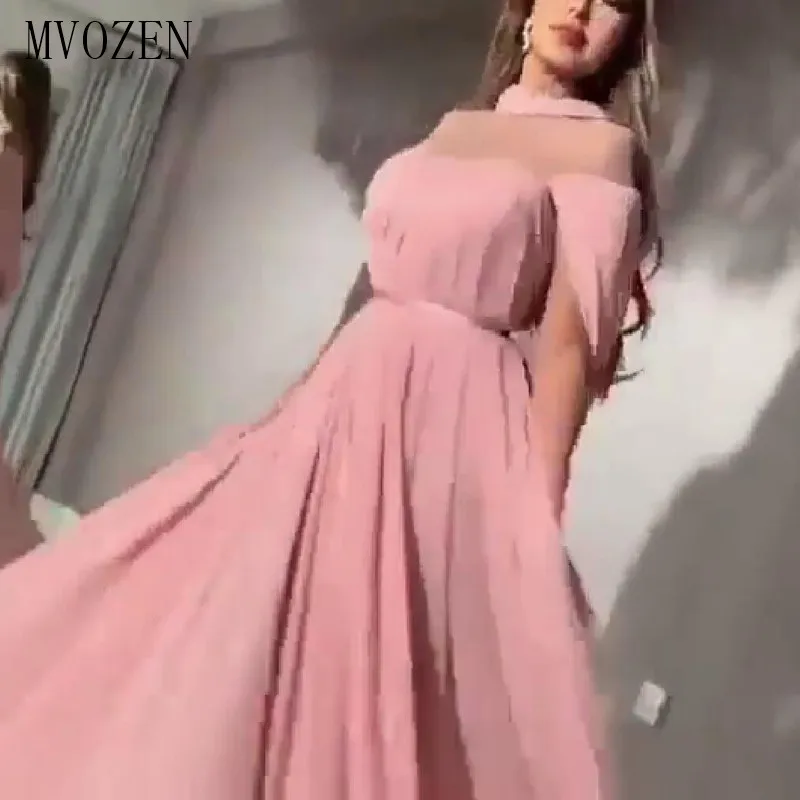 Vestidos шифоновые длинные вечерние платья ТРАПЕЦИЕВИДНОЕ ПЛАТЬЕ С Круглым Вырезом abendkleider вечернее платье в пол вечерние платья