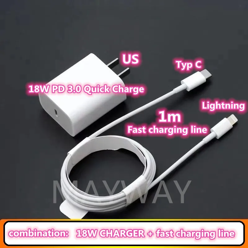 US 1m Charger cable 18 Вт PD 3,0 Быстрая зарядка US Тип E C настенный адаптер зарядного устройства для мобильного телефона для iPhone X MAX 7 8 Быстрая зарядка для samsung Xiaomi huawei - Тип штекера: US 1m Charger cable