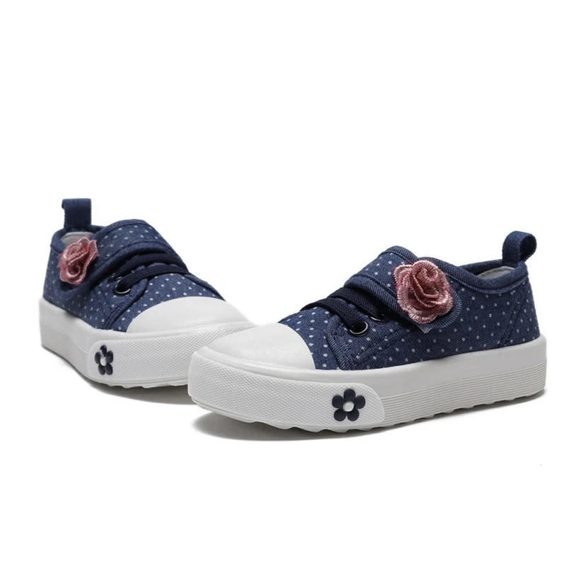 Kids Girls Canvas Sneaker Breathe New Arrival Flower Kids Shoes Causal Sewing Student Sport Shoes Flat Children's Footwear Shoes